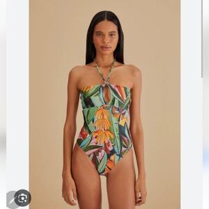 NWT Farm Rio Gorgeous Banana Leaf One Piece swimsuit